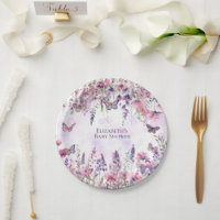 Whimsical Purple Pink Butterflies & Wildflowers