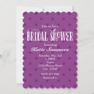 Whimsical Purple Polka BRIDAL SHOWER Invitation