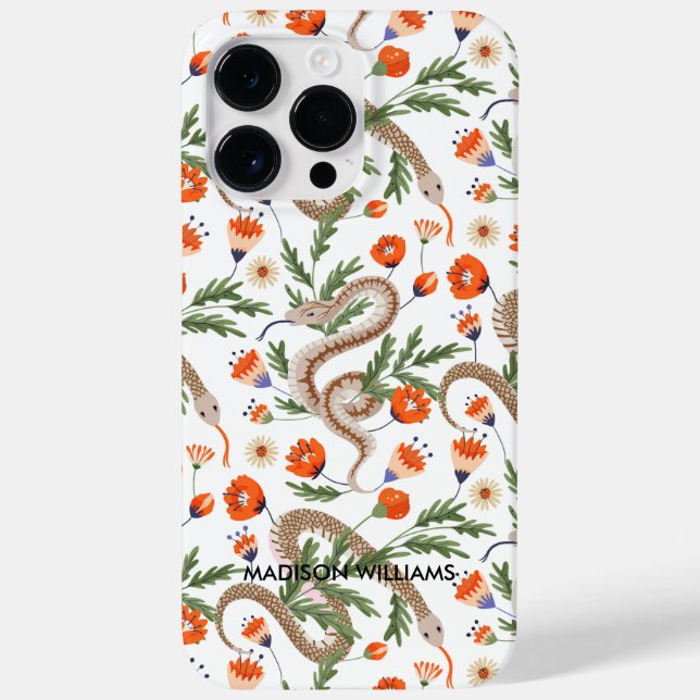 Whimsical Purple Snake & Botanical– Personalised  Case-Mate iPhone Case (Back)