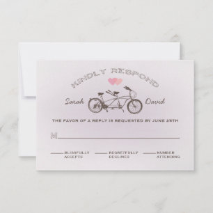 Whimsical Purple Tandem Bicycle RSVP Card