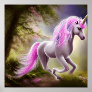 Whimsical Purple Unicorn on  Poster