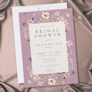 Whimsical Purple Wildflower Floral Bridal Shower Invitation
