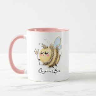 Whimsical Queen Bee with Crown and Wand Mug
