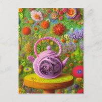 Whimsical Quilled Teapot Landscape  