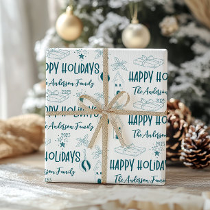 Whimsical Quirky Doodle Holiday Wrapping Paper