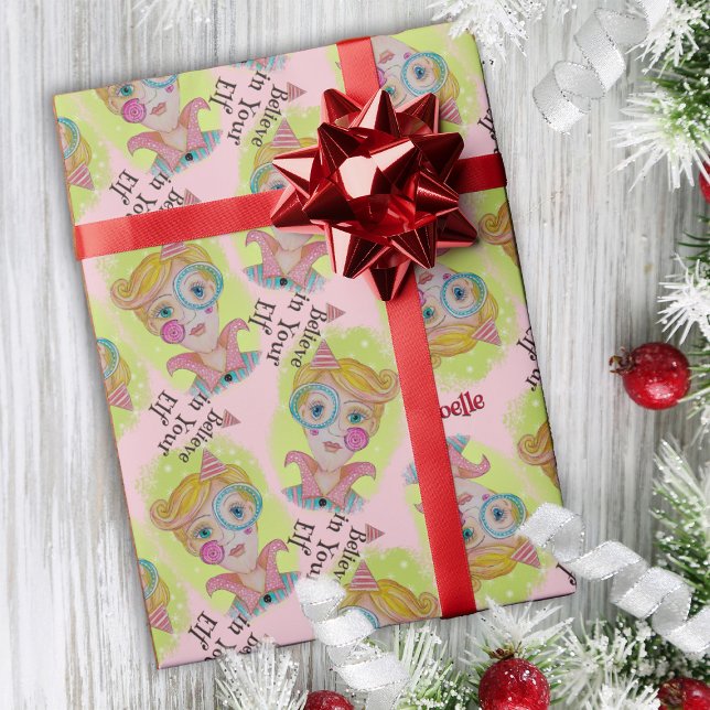 Whimsical Quirky Elf Mid Century Retro Christmas Wrapping Paper (Creator Uploaded)