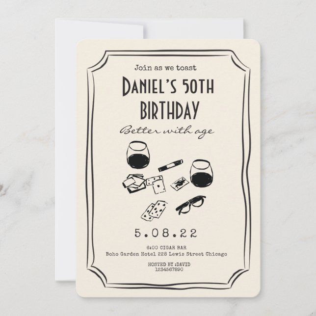 Whimsical Quirky Funky Handwritting 50th Birthday Invitation (Front)