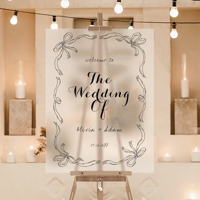 Whimsical Quirky Hand Drawn Bow Welcome Acrylic Sign (Creator Uploaded)