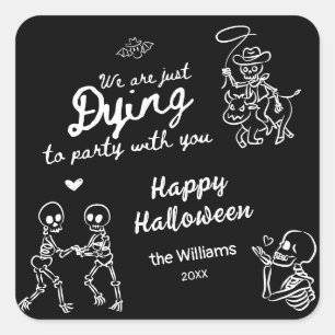 Whimsical Quirky Hand Drawn Scribbles Halloween Square Sticker
