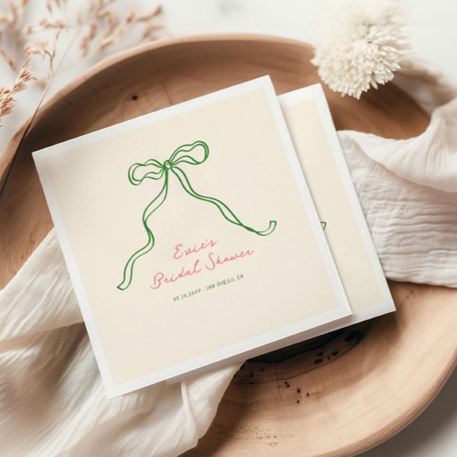 Whimsical Quirky Handwritten Bow Bridal Shower Napkin (Creator Uploaded)