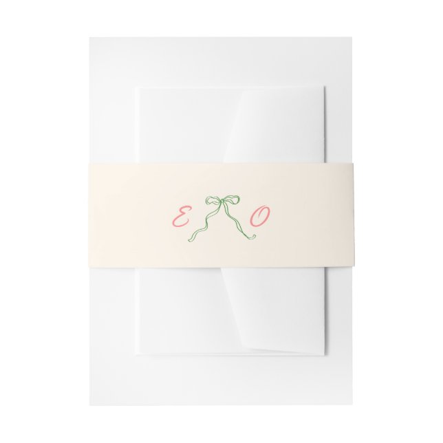 Whimsical Quirky Handwritten Bow Invitation Belly Band (Front Example)