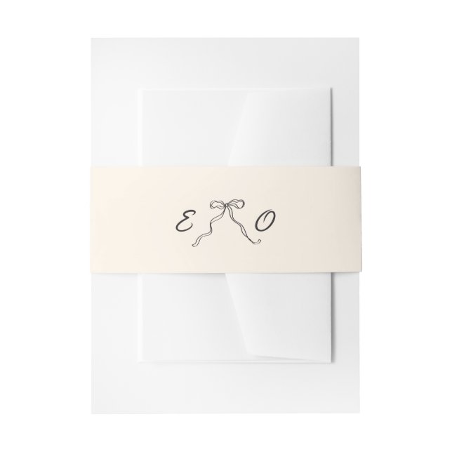 Whimsical Quirky Handwritten Bow Invitation Belly Band (Front Example)