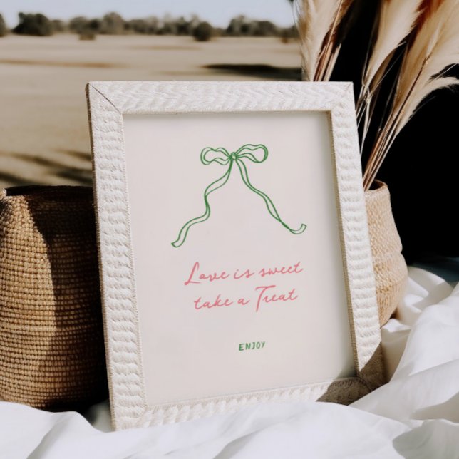 Whimsical Quirky Handwritten Bow Love is sweet Poster (Creator Uploaded)