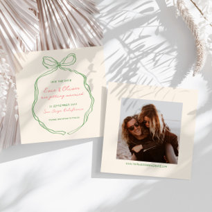 Whimsical Quirky Handwritten Bow Wedding Save The Date