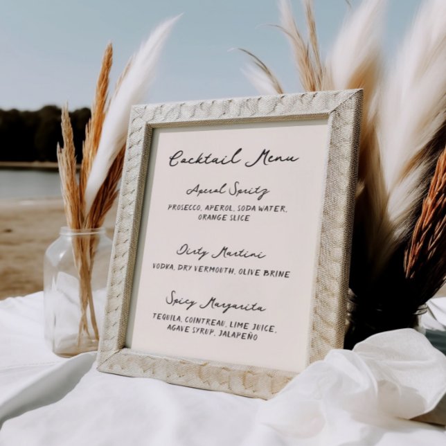 Whimsical Quirky Handwritten Cocktail Menu Poster (Creator Uploaded)