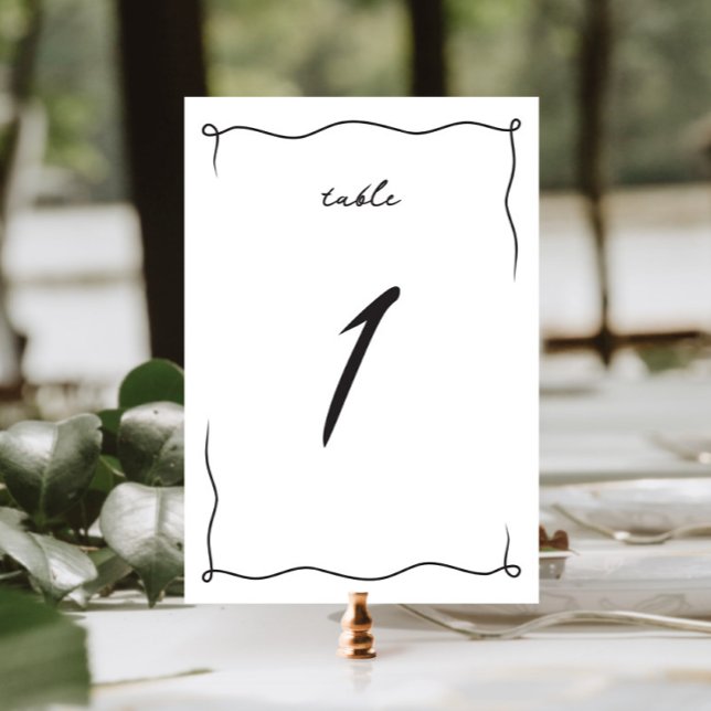 Whimsical Quirky Minimalist Hand Drawn Wedding Table Number (Creator Uploaded)