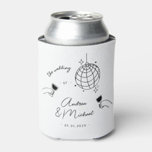 Whimsical Quirky Retro Disco French Wedding Favour Can Cooler