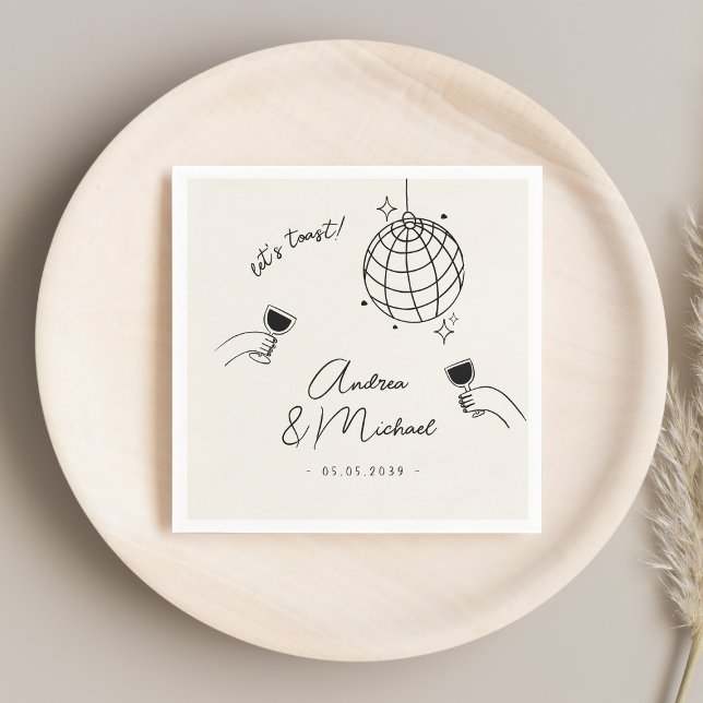 Whimsical Quirky Retro Fun French Engagement Party Napkin (Creator Uploaded)