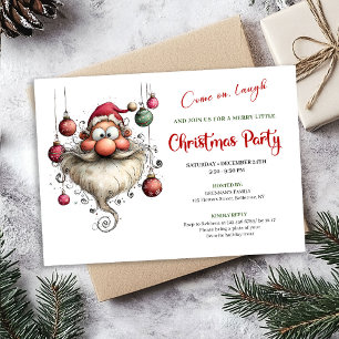 Whimsical Quirky Santa Editable Christmas Party  Invitation