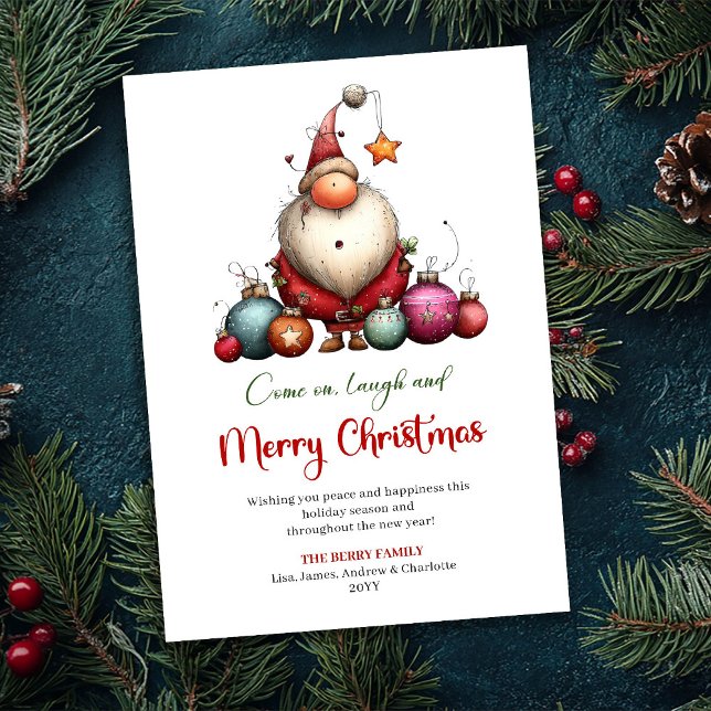 Whimsical Quirky Santa Minimalist Holiday Greeting (Whimsical Quirky Santa Minimalist Holiday Greeting Card)