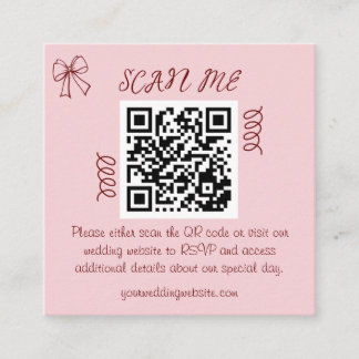 Whimsical Quirky Squiggles Pink Wedding Enclosure Card