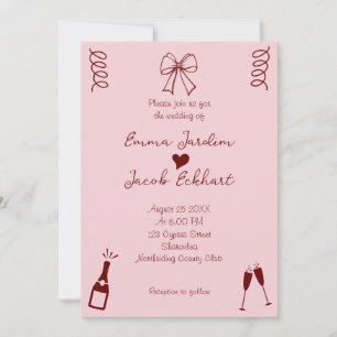 Whimsical Quirky Squiggles Pink Wedding Invitation