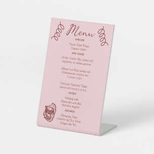 Whimsical Quirky Squiggles Pink Wedding Pedestal Sign