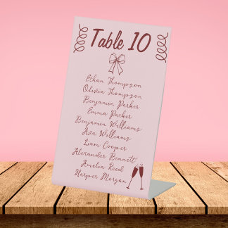 Whimsical Quirky Squiggles Pink Wedding Pedestal Sign