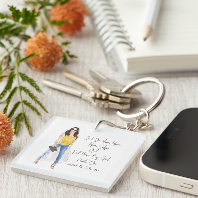 Whimsical Quote "Get Your Big Girl Pants On" Key Ring (Front Right)