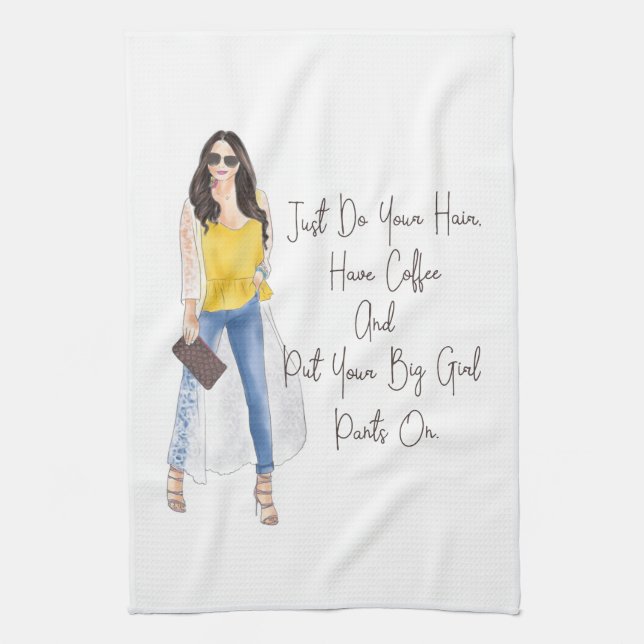 Whimsical Quote "Get Your Big Girl Pants On" Tea Towel (Vertical)