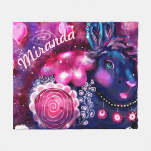 Whimsical Rabbit 'Glamour Bunny' Personalised Fleece Blanket