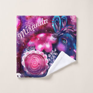 Whimsical Rabbit 'Glamour Bunny' Personalised Wash Cloth