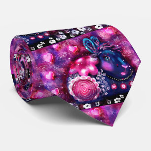 Whimsical Rabbit 'Glamour Bunny' Pink Purple Tie