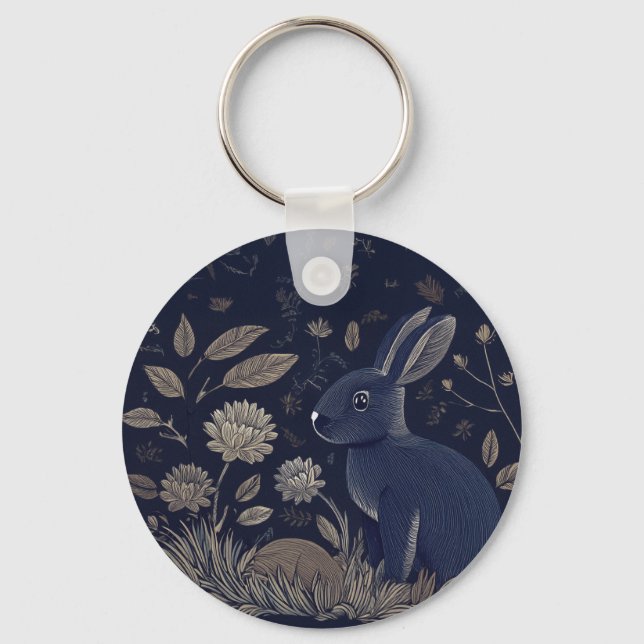 Whimsical Rabbit Key Ring (Front)