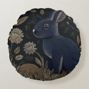 Whimsical Rabbit Round Cushion