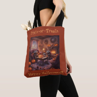 Whimsical Raccon Family carve Jac-o-lanterns  Tote Bag