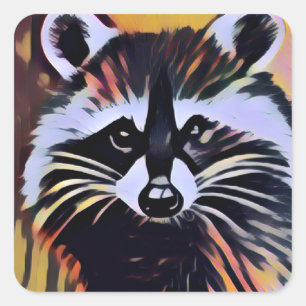 Whimsical Raccoon - A Nature Inspired Design Square Sticker