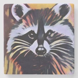 Whimsical Raccoon - A Nature Inspired Design  Stone Coaster