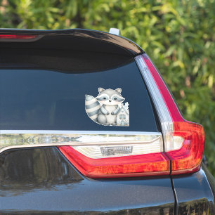 Whimsical Raccoon Night Woodland Cottage Scene