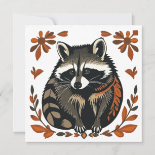 Whimsical Racoon Woodland Animal Folk or Tribal A