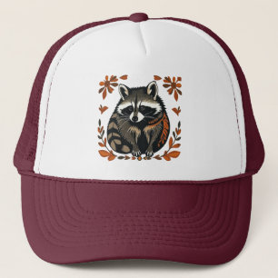 Whimsical Racoon Woodland Animal Folk or Tribal  Trucker Hat
