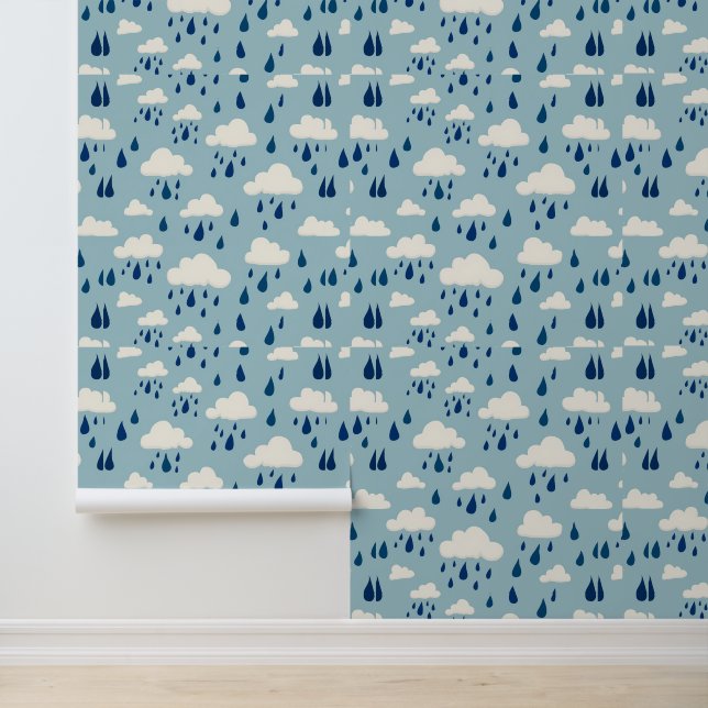 Whimsical Rain Clouds Pattern | Modern Weather Wallpaper (Application)