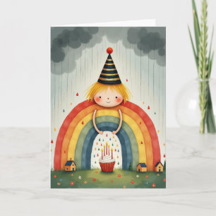 Whimsical Rain Rainbow Card