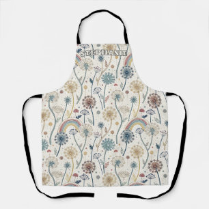 Whimsical Rainbow and Botanical Dandelions (2) Apron