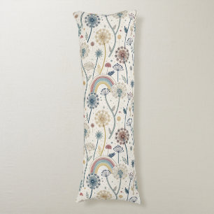 Whimsical Rainbow and Botanical Dandelions (2) Body Cushion