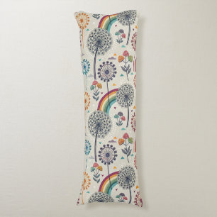 Whimsical Rainbow and Botanical Dandelions Body Cushion