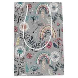 Whimsical Rainbow and Botanical Medium Gift Bag
