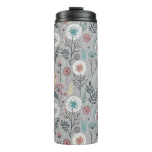 Whimsical Rainbow and Botanical Thermal Tumbler