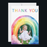 Whimsical Rainbow Arch Photo Thank You Card<br><div class="desc">Say thank you with a sprinkle of magic! This whimsical rainbow arch frames your child’s photo in a dreamy watercolor design. Perfect for birthdays,  showers,  and other joyful milestones. Customise the inside with a personal message!</div>