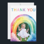 Whimsical Rainbow Arch Photo Thank You Card<br><div class="desc">Say thank you with a sprinkle of magic! This whimsical rainbow arch frames your child’s photo in a dreamy watercolor design. Perfect for birthdays,  showers,  and other joyful milestones. Customise the inside with a personal message!</div>